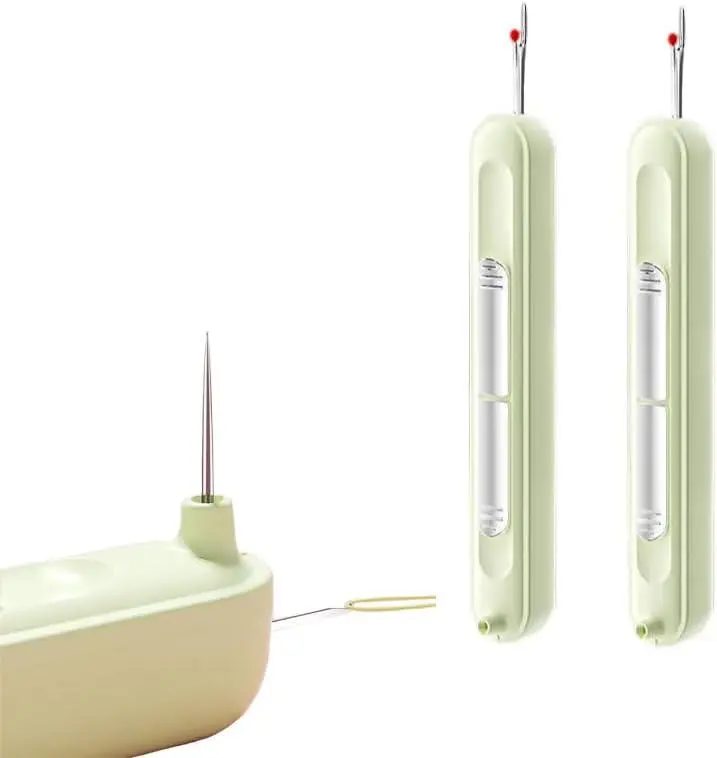 2Pcs Plug-in Needle Threader, 2 in 1 Threading and Thread Removal Tools, Stretchable Remover Needle Threading Tool for Hand Sewing Knitting Craft Quilting Supplies Seamless Stitching