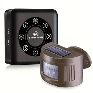 2024 Pairable 1/2 Mile Long Range Solar Wireless Driveway Alarm Indoor Outdoor Weatherproof Motion Sensor&Detector Security Alert System (No Sensitivity Switch)