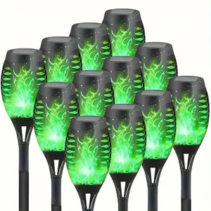 Outdoor Solar Lights, 12pcs 10pcs 6pcs 4pcs Red Light Green Light Solar Flashlight, Flashing Flame Lights, Sun Garden Landscape Lights, LED Flame Passage Flashlights for Courtyards, Decks, Outdoor Landscapes, Camping for Halloween Yard Decoration