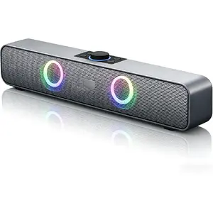 Bluetooth Speaker, Bluetooth Soundbar with 1200mAh Battery, Wireless Speakers, RGB Soundbar Supports 3.5mm AUX/TF/USB/Bluetooth for Indoor, Home and Party (Black)