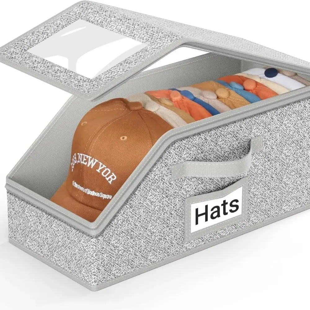 【Mother's Day Gift】Stackable Baseball Cap Storage Box, Holds Up to 24 Hats – Durable Foldable Cardboard Organizer, Large Capacity Hat & Toy Storage Solution, Versatile Home & Bedroom Organizer, Dustproof, Space Saving, Folding Storage Box