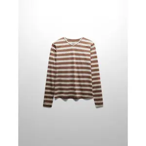 Flat Striped High V Long Sleeve-Brown/Yellow