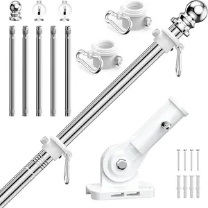 6 FT Flag Pole for Outside House, Flag Pole Kit with 180? Multi-Position Bracket Holder, Rustproof Stainless Steel Flagpole with  Free Spinning Flag Rings, for Outdoor Porch Residential