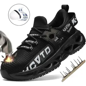 Steel Toe Shoes for Men and Women Comfortable Lightweight Work Safety Shoes Puncture Proof Slip Resistant Indestructible Sneakers Construction Work Utility