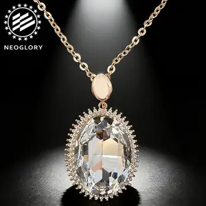 【NEOGLORY】A delicate gold-plated large gemstone necklace, with exquisite design and sturdy gold-plating that is durable.