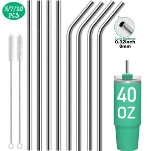 30cm Ultra-Long Metal Straw for 40oz Tumbler, Reusable Straw with Cleaning Brush, 304 Stainless Steel, Durable & Eco-Friendly