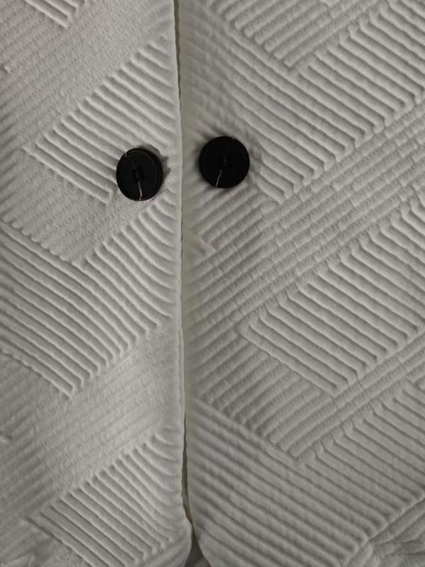 Women's Autumn Pure Color Mid-Length Loose-Fit Office Jacket, Casual Commuter Blazer with Double Buttons, Stylish Lapel Coat