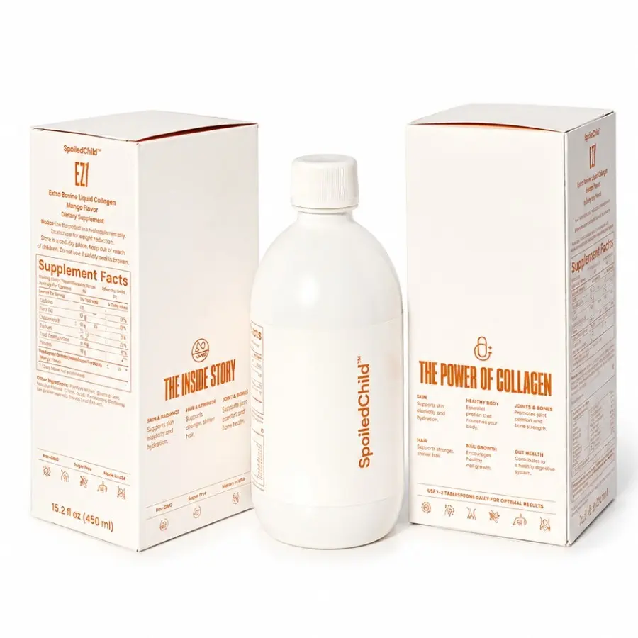 SpoiledChild Collagen Peptides + Vitamin C + Hyaluronic Acid Liquid Collagen Mango Flavor 400ml 13.5 FL oz