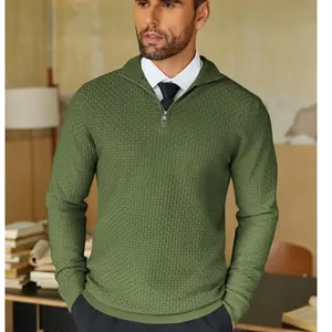 COOFANDY Men's Quarter Zip Sweaters Slim Fit Lightweight Knitted Mock Neck Pullover Casual Polo Sweaters