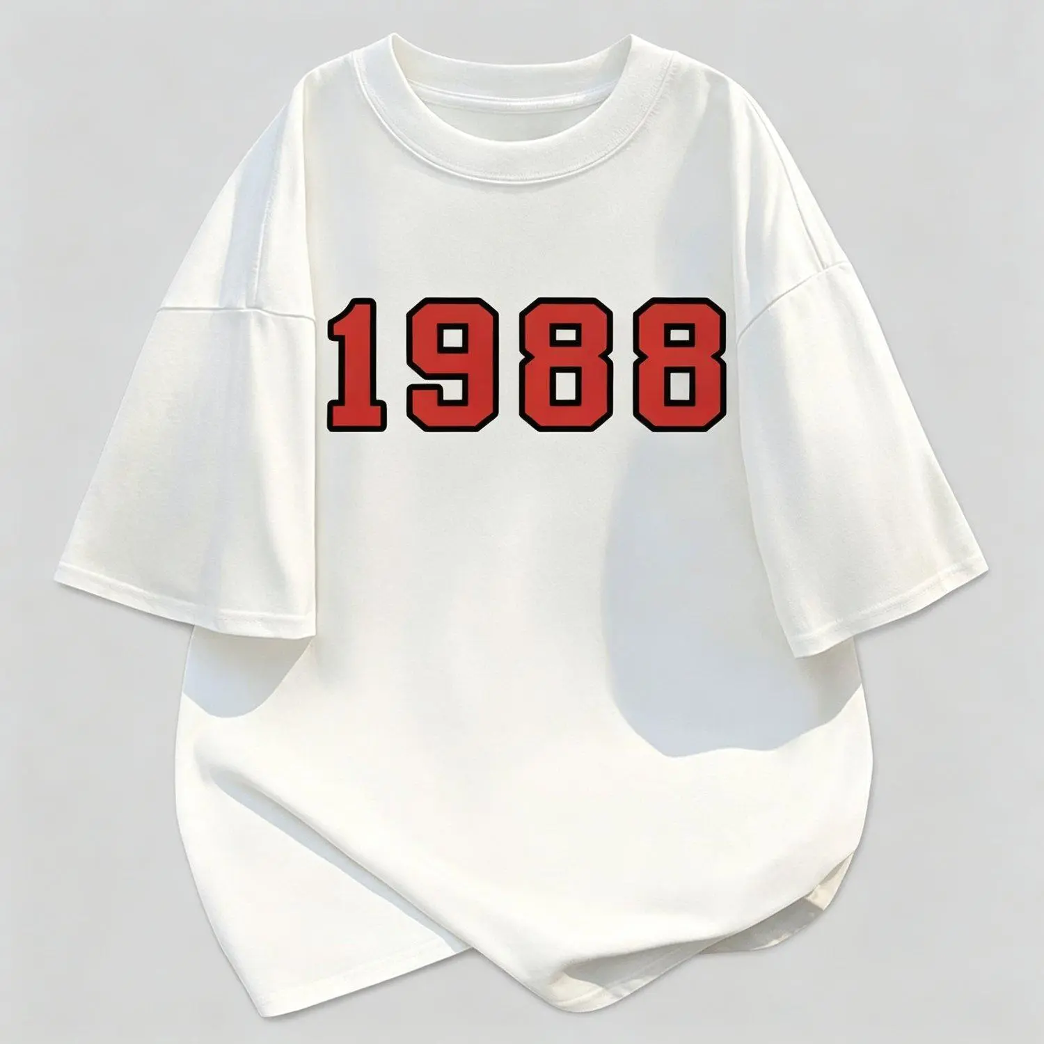 Retro Style 1988 Digital Print Pure Comfortable Summer NewS Men Short Sleeve T shirts Casual Vintage Graphic Shirt Soft Fit Breathable Lightweight