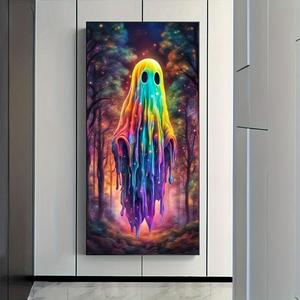 ghost pattern diy diamond arts colorful painting kit, 1 set 5d handmade creative picture without frame for beginners, wall art decor for home living room & bedroom