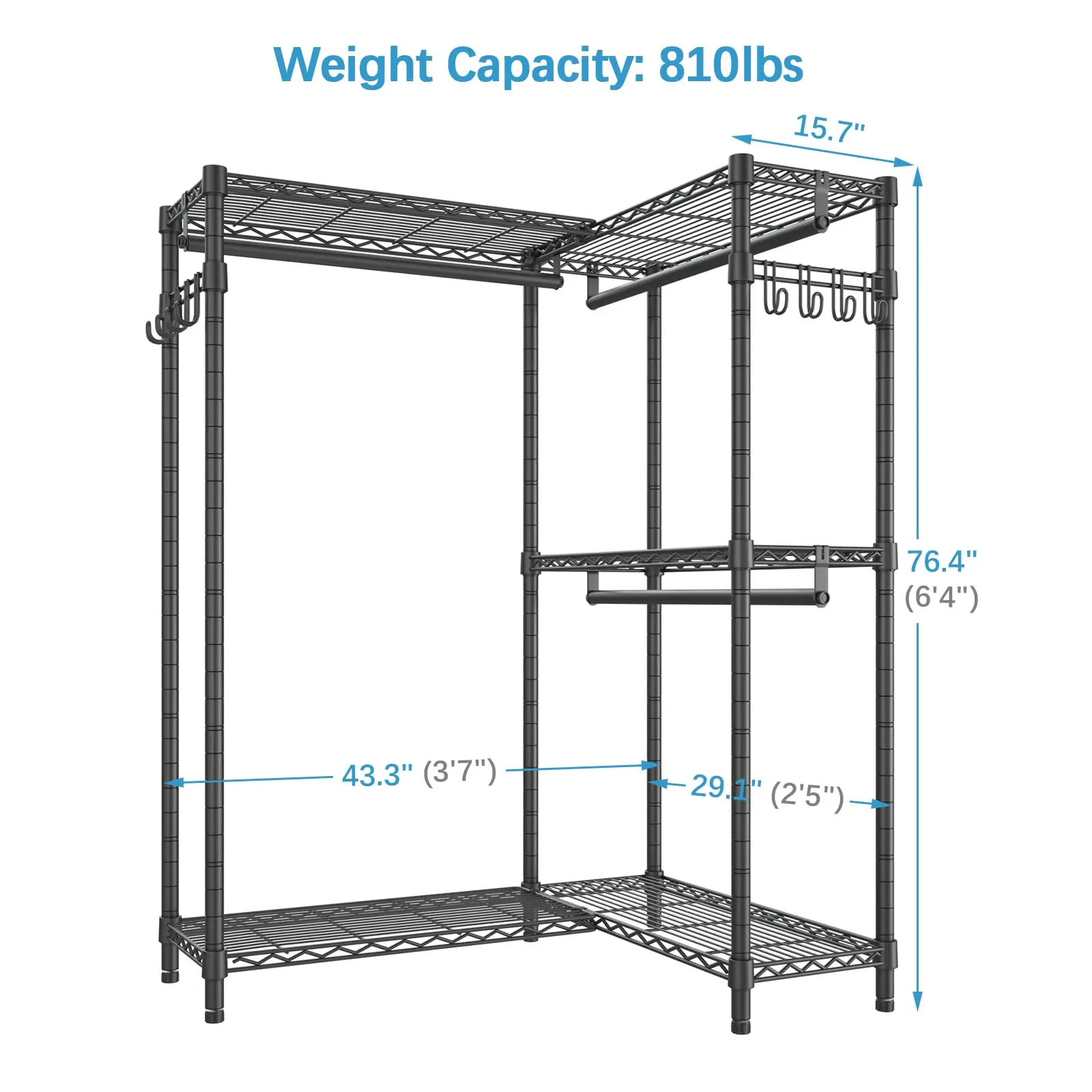 VIPEK L4 Closet Storage Organizer – L Shaped Corner Rack with 3