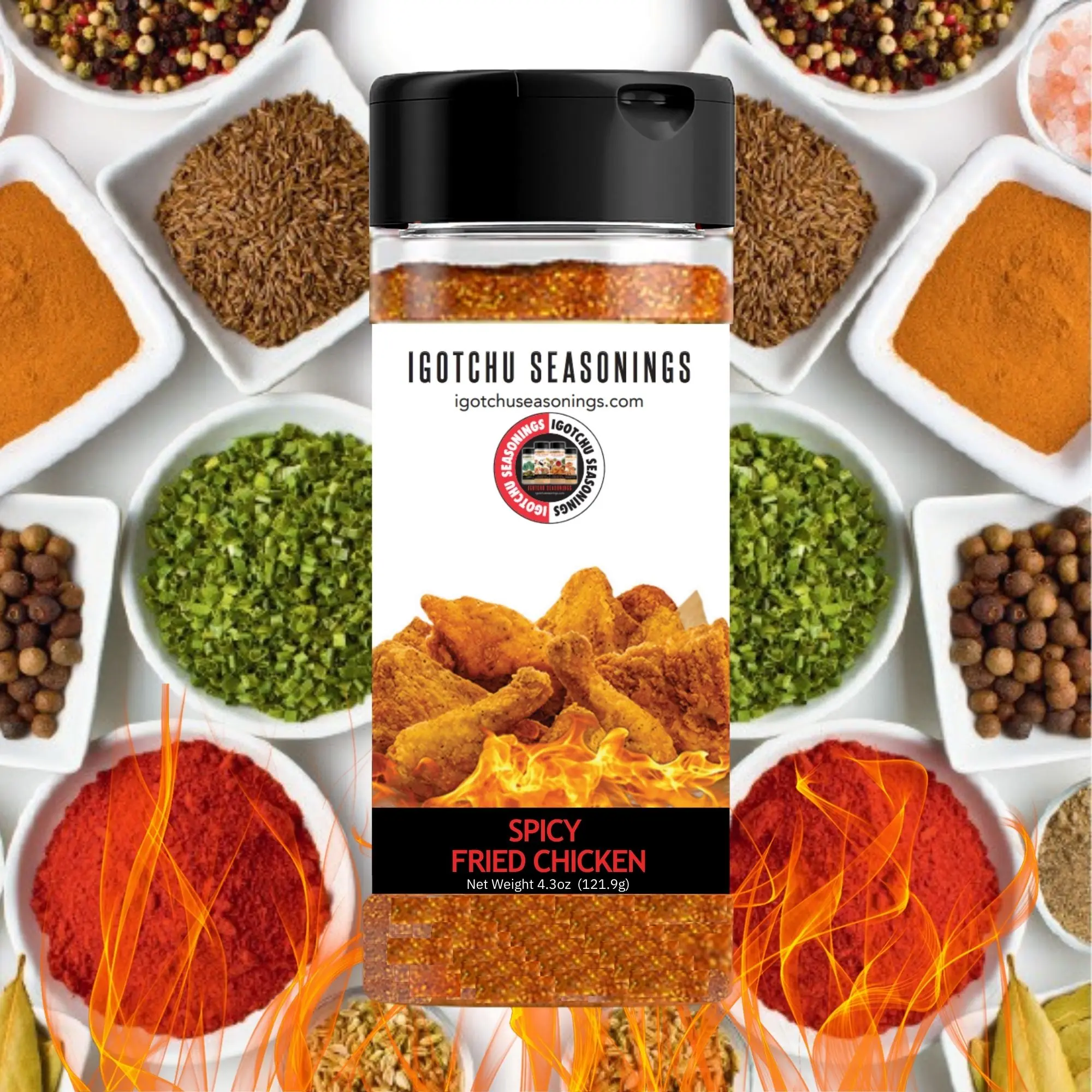 Spicy Fried Chicken, Igotchu Seasonings—Flavorful Spice Blend great flavor Garlic Salt Powder Onion