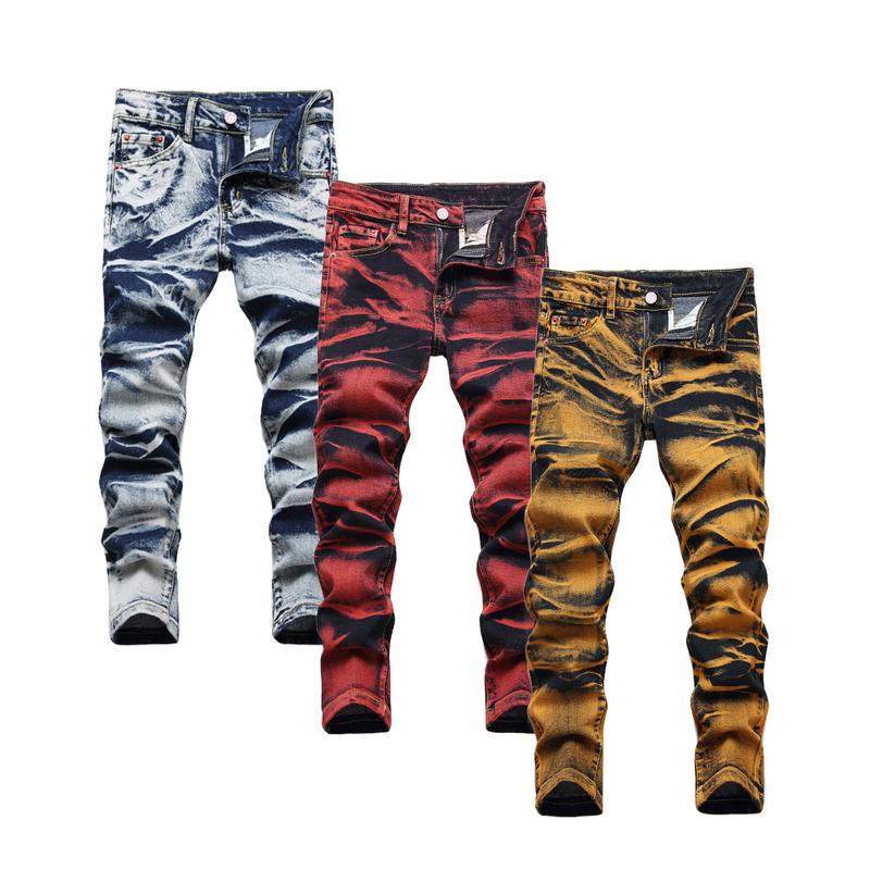 Boys' Jeans-Style Bottoms, 5-6 Years, Polyester-Elastane Mix, Bright Colors, Comfortable & Snug Skinny Fit, Stretch Fabric, Elastic Waist Kids' Pants