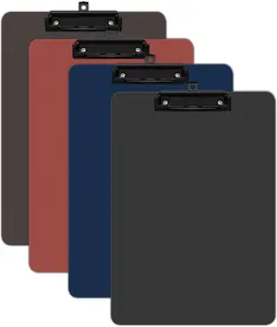 4 Pack Colored Clip Boards,Plastic Clipboards with Low Profile Metal Clip,Hangable Clipboard,Low Profile Clip Board 12.5 x 9 Inch Standard Letter Size