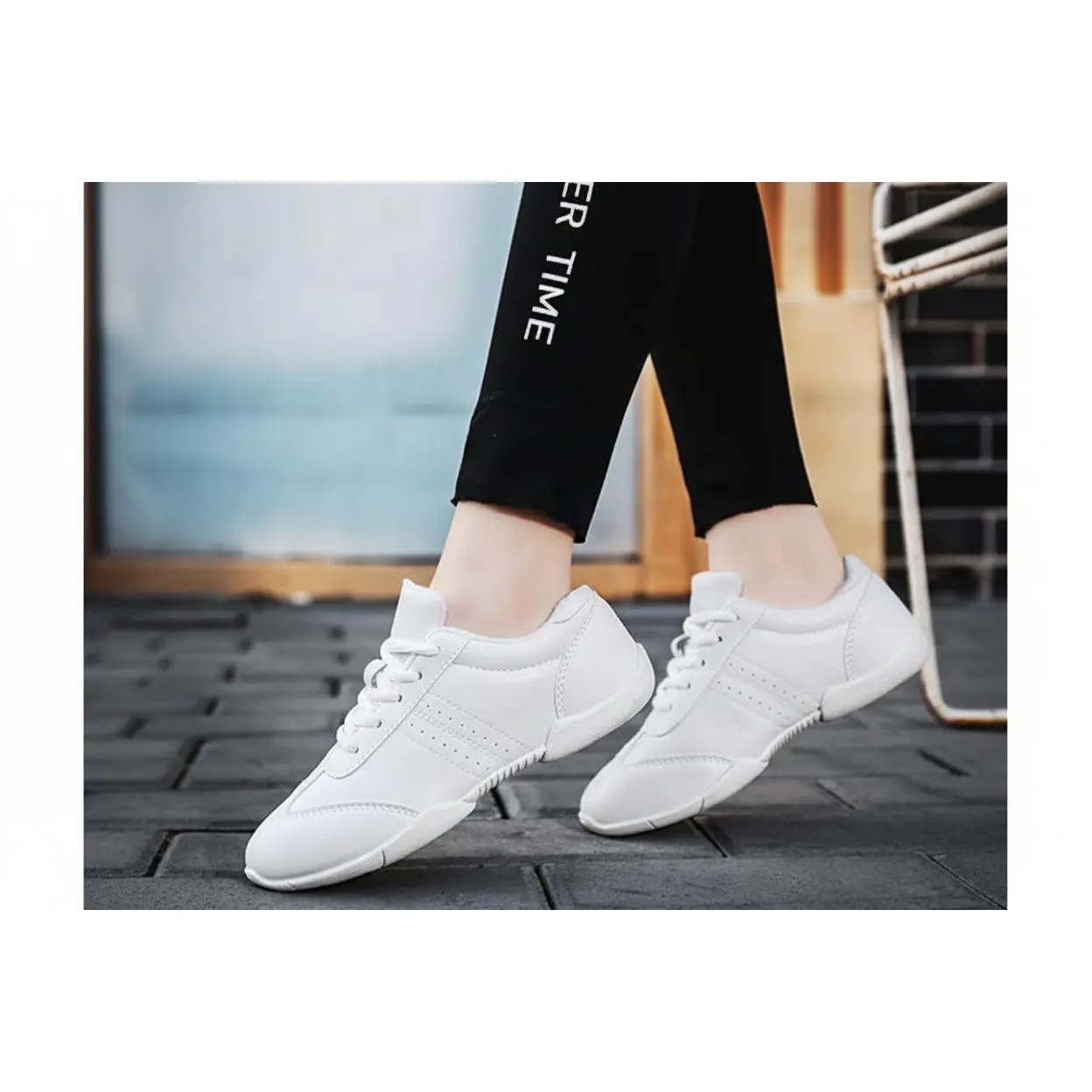 Youth Girls White Cheerleading Dancing Shoes Athletic Training Tennis Walking Breathable Competition Cheer Sneakers