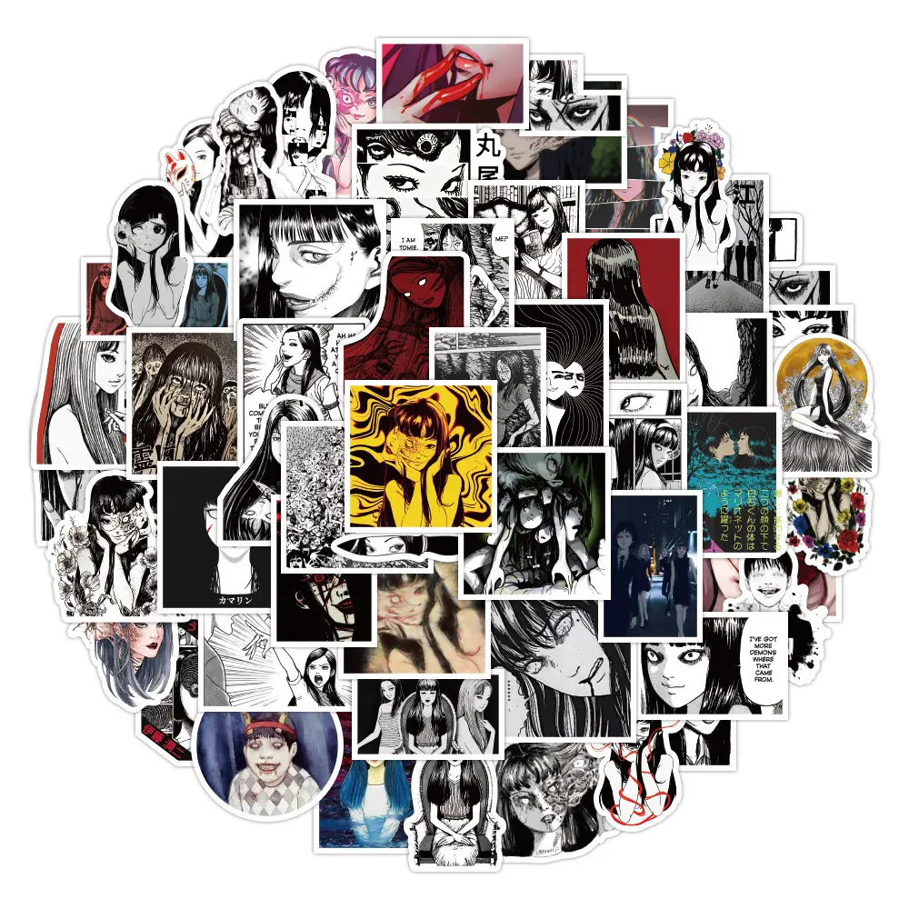 50Pcs Junji Ito Classic Horror Manga Stickers Tomie Souichi Waterproof Decals Art