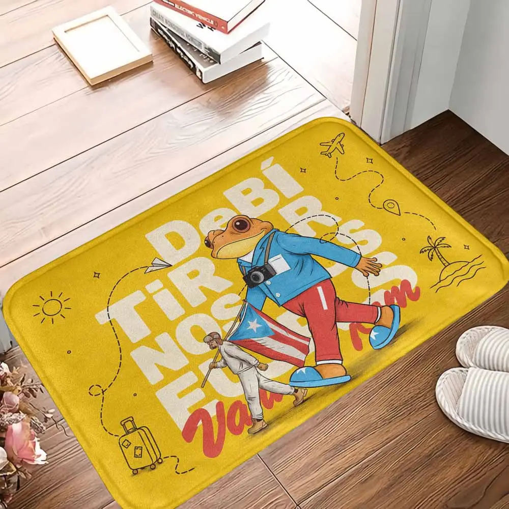 100% Polyester Puerto Rico Flag Print Travel Frog Floor Mat - 100% Rubber Backing, Durable, Breathable, Anti-Slip Grip, Non-Slip, Absorbent Soft Surface, Indoor Use, Wipeable, Rollable for Storage, Ideal for Entryways/Baths, Adventurer Gift