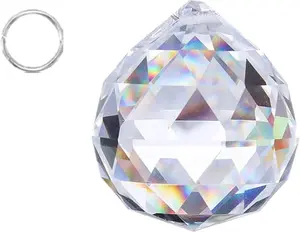 HDCRYSTALGIFTS Suncatchers Clear Glass Crystal Ball Prism Feng Shui Lamp Hanging Drop Chandelier Part (50Mm) Crystalsuncatcher