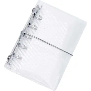 Clear A8 Binder PP Trifold Binder with Bandage Loose Leaf 5 Ring Budget Transparent  Stuffing Personal Planner