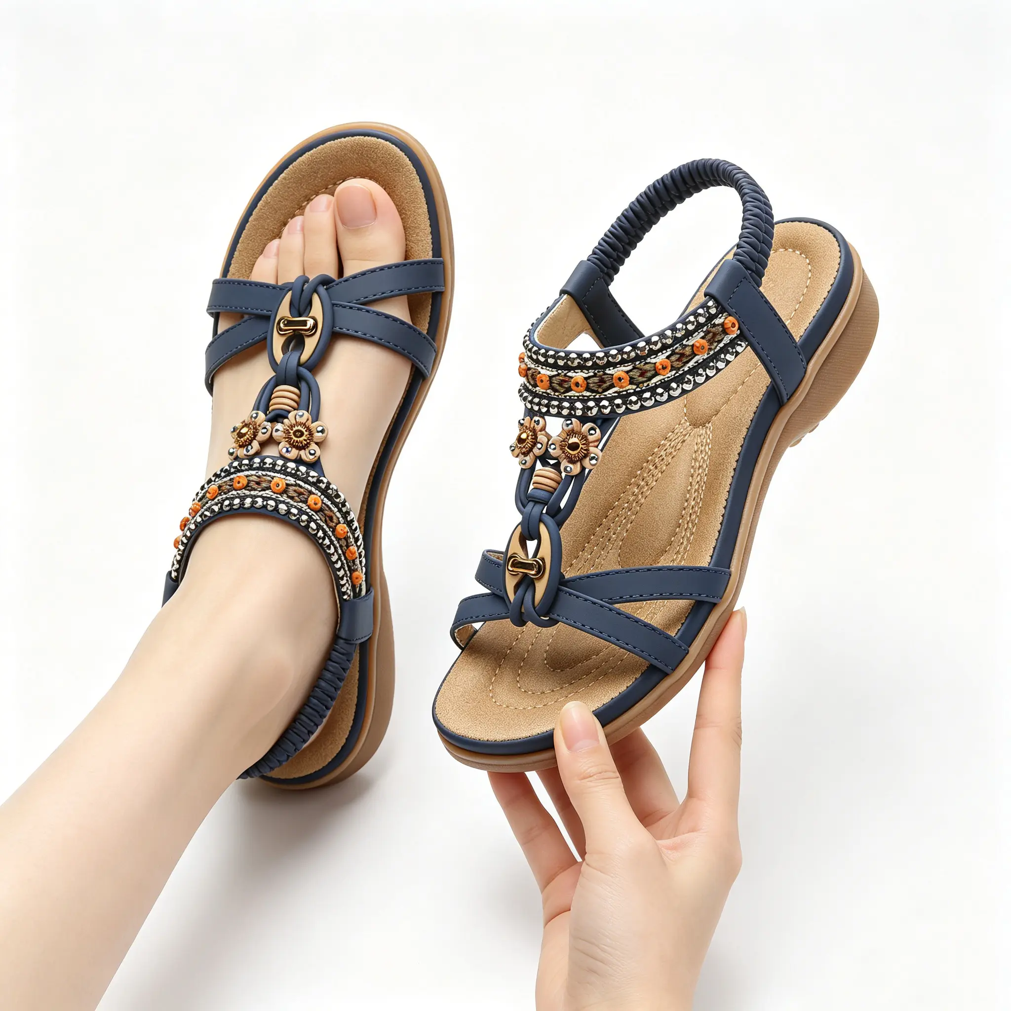 Women's Arch Support Sandals - Comfortable Walking Shoes, Summer Beach Bohemian Casual Footwear, ,Sandalias Para Mujer