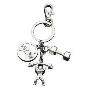 Weight Lifting Muscle Man Workout Dumbbell 45lbs 20.4 KG Keychain Key Chain Clip