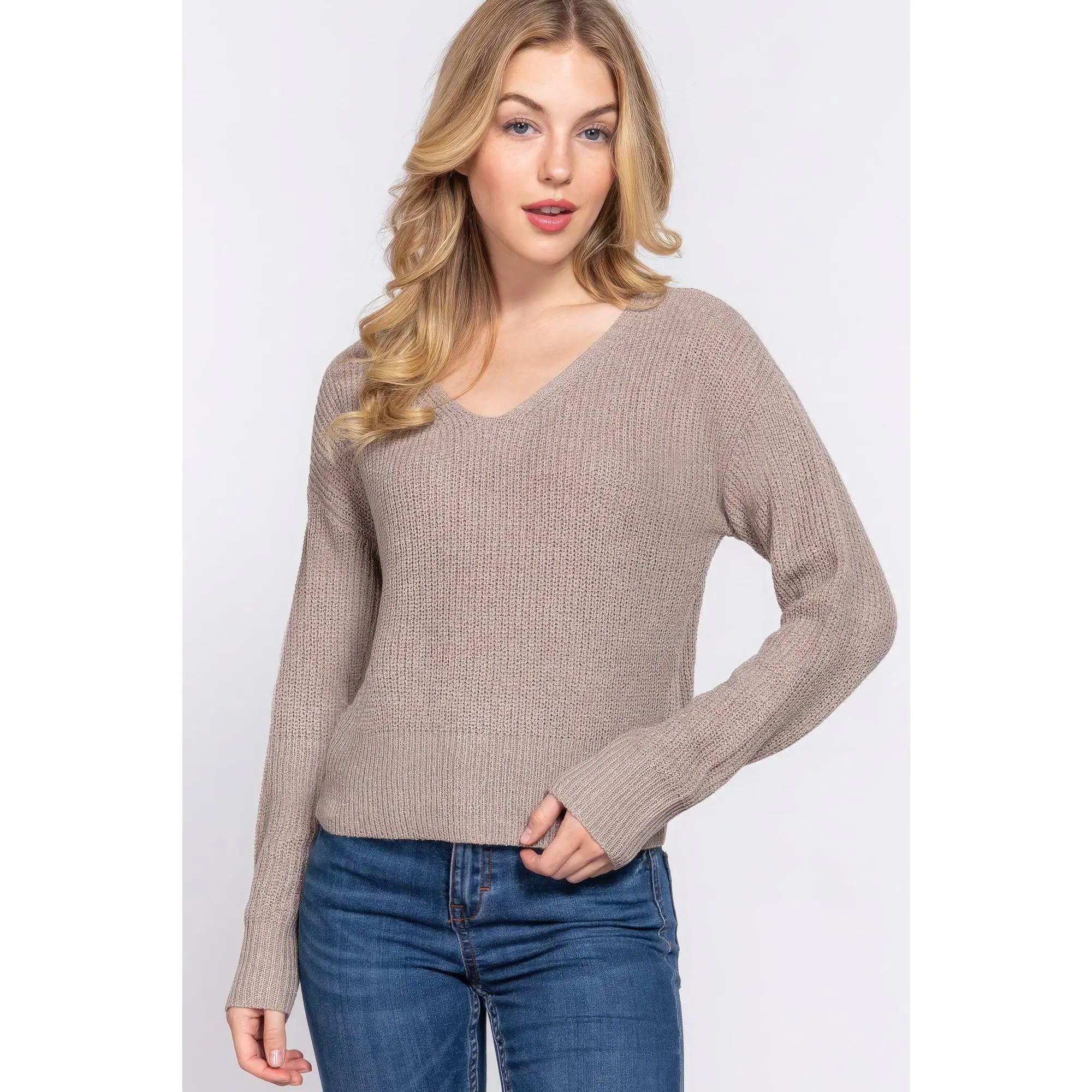 Dolman Slv Strappy Open Back Sweater