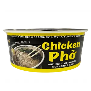Pholicious Instant Chicken Pho, Vietnamese Rice Noodle Soup, Single Serve 3.6 Ounce Bowls, Ramen Alternative & Fresh Ingredients