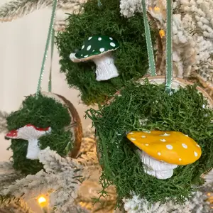 Handmade sculpted Mini clay mushroom ornaments