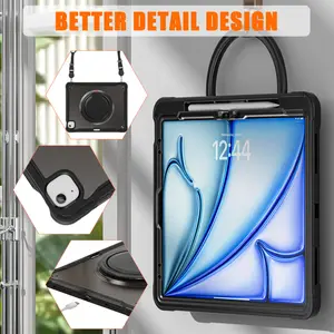 Shoulder strap - Tablet Case for iPad Pro 13 (2024 M4 / 2025 M5) with Pen Holder. Features a pen slot, stylish and simple design, comes with a wristband and a stand, providing comprehensive protection in four angles.