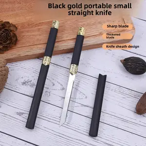 New black gold knife home dormitory office special fruit knife stainless steel sharp portable magic pen small straight knife