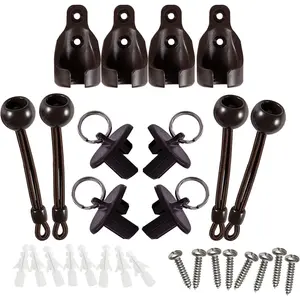 New Bungee kit with end caps Universal Replacement Mounting Brackets for Exterior Sun Shades Outdoor/Indoor Roller up Blinds Brown 2pack