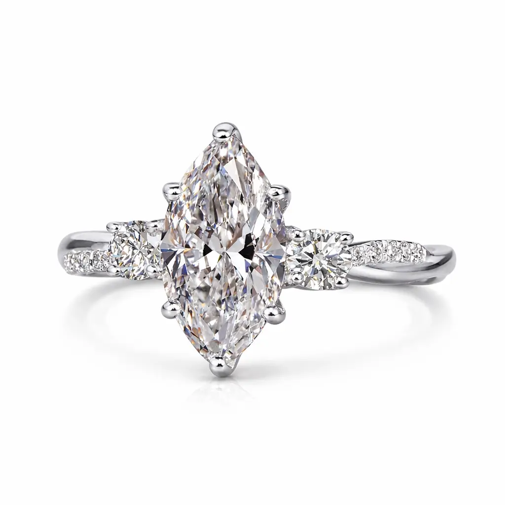 Sterling Silver Marquise Cut Cubic Zirconia Ring Elegant Engagement Wedding Promise Jewelry for Women Luxury Simple Design Perfect Gift for Valentine’s Day & Anniversary Solitaire Ring