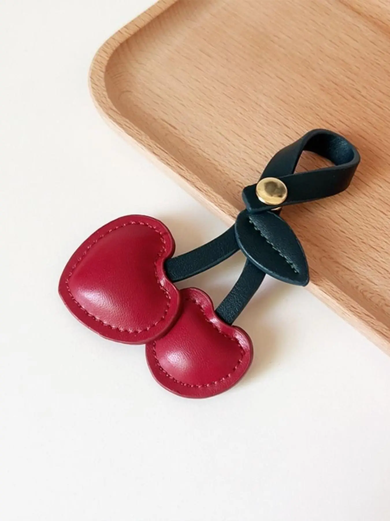 Cute Heart Shaped Cherries Design Bag Charm, Novelty Bag Decoration, Fashionable Bag Charm for Women & Girls