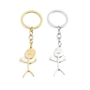 Funny Doodle Stainless Steel Keychain Smiley Middle Finger Pendant Keyring Gift Jewelry for Men Women