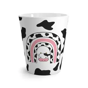 Cow Print Latte Mug - 12oz Ceramic Drinkware, Blue Reusable Pot, Unique Gift for Mom, Father, and Special Occasions