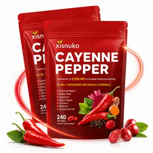 Cayenne Pepper Softgels Dietary Supplements, 240 Capsules with Vitamin E, D3, K2 & Extracts for Leg Vein, Heart & Blood Vessel Health