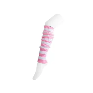 Pink & White Stripe Knit Leg Warmer