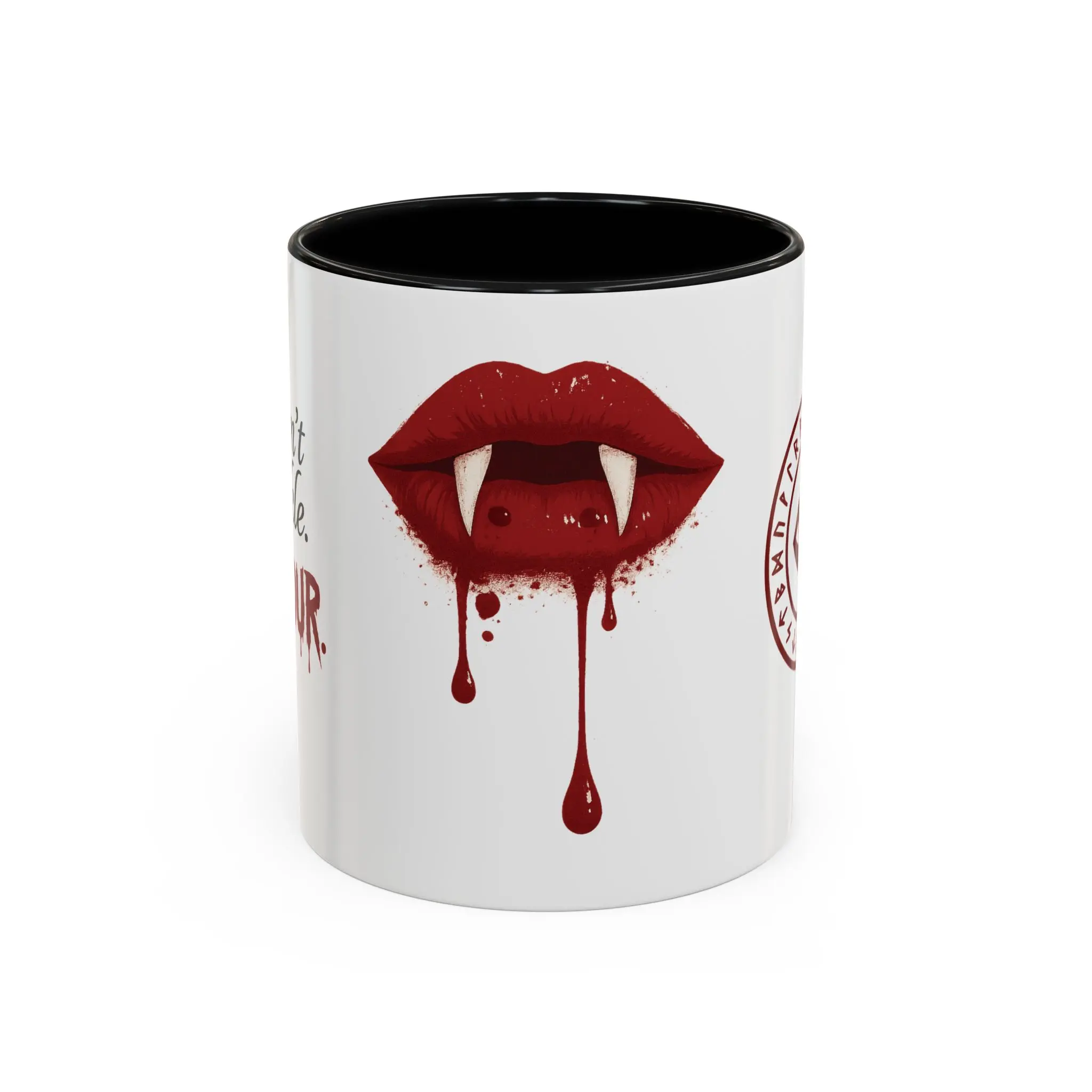 Gothic Glossy Ceramic Reusable Drink Cup - Washable Mug with Vampire Fangs, Dripping Blood Design for Coffee, Tea, Reuse