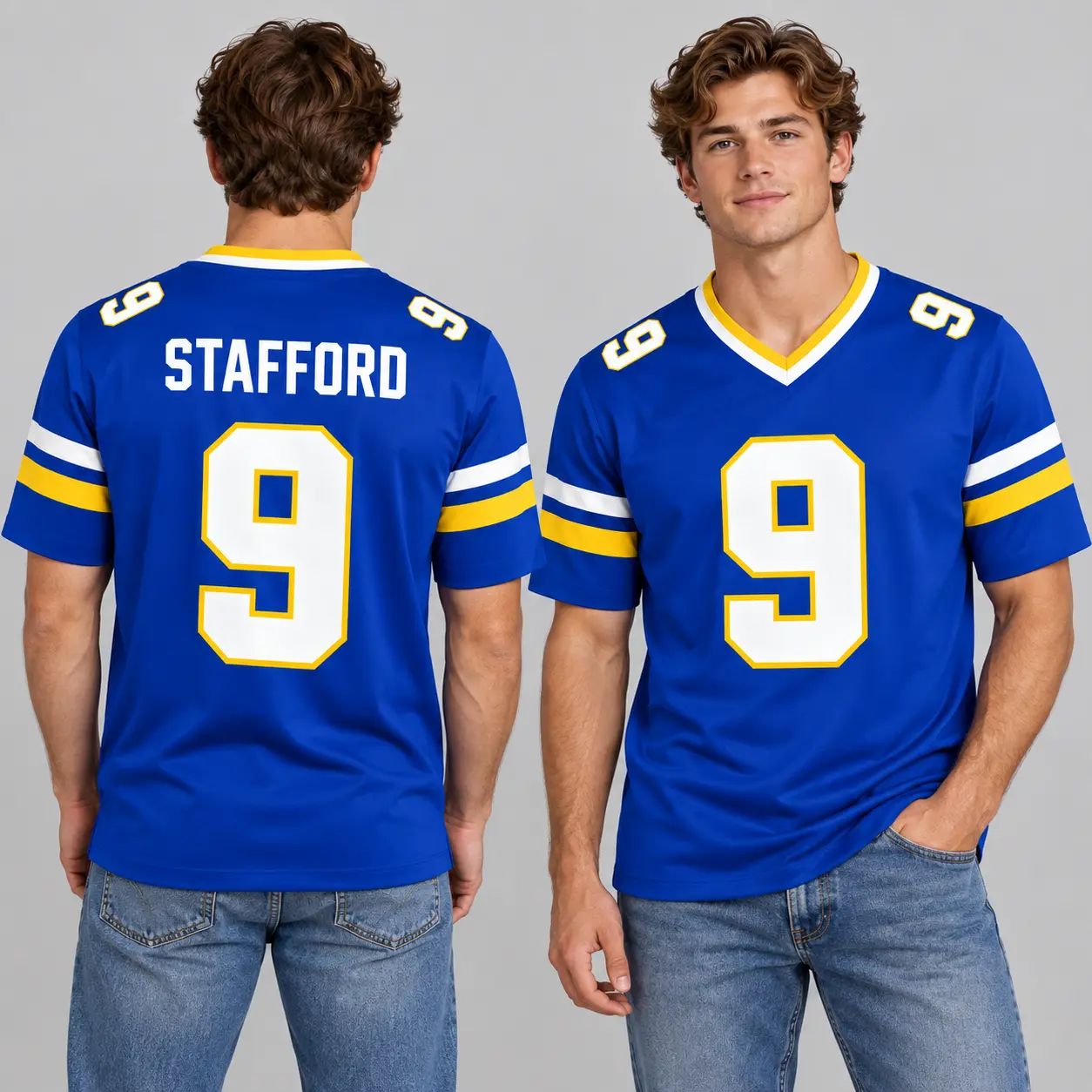 Matthew Stafford #9 Premium V-Neck Jersey, Stafford Fans, Rams House Fans, Football Fans Apparel, Unisex Game Day Jersey, Gift For Football Lovers Casual Classic