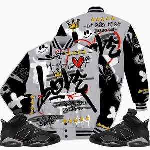 Cap And Gown 6s Outfit Varsity Jacket, Happy Love Beats Graffiti Outfits Streetwear Unisex Sneaker Matching Shirts