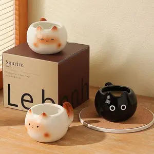 Siamese Kitty Ceramic Coffee Mug - Creative, High-Quality Elegant Home Decor Cup, Reusable Washable Drink Vessel, Ideal for Office & Living Room Use, Perfect Tea Time Gift