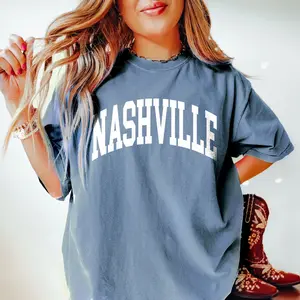 Comfort Colors Nashville Shirt, Tennessee TN Vintage Varsity Aesthetic, Trendy Travel Destination Gift, Unisex Garment-Dyed T-shirt
