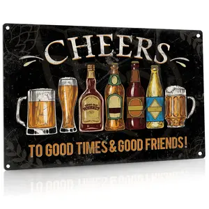Add a Touch of Cheer to Your Home Bar with this Retro Metal Tin Sign!