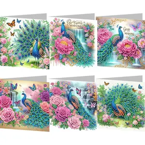 6PCS DIY Diamond Painting Greeting Card Set Rhinestone Diamond Art Mosaic Postcards Diamond Art Greeting Cards for Birthdays Thanksgiving & Special Occasion