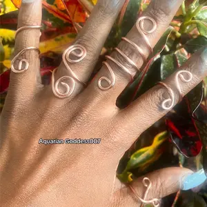 Handmade Copper Rings Set of 5 - Small/Adjustable - Perfect for Any Occasion