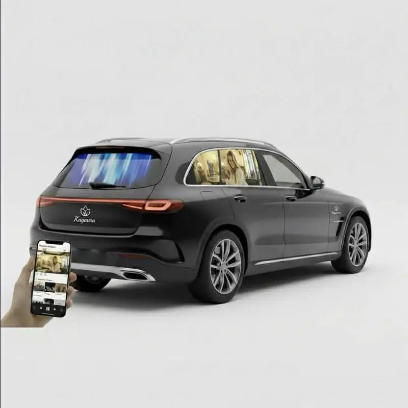 Kayoura Hologlass Series 2 Automotive Window Screen System - Removable Rear Window Projector Screen for Cars - High Definition Mobile Display - Fits Most Vehicle Models car projector screen portable movie display vehicle window film tailgate gear camping