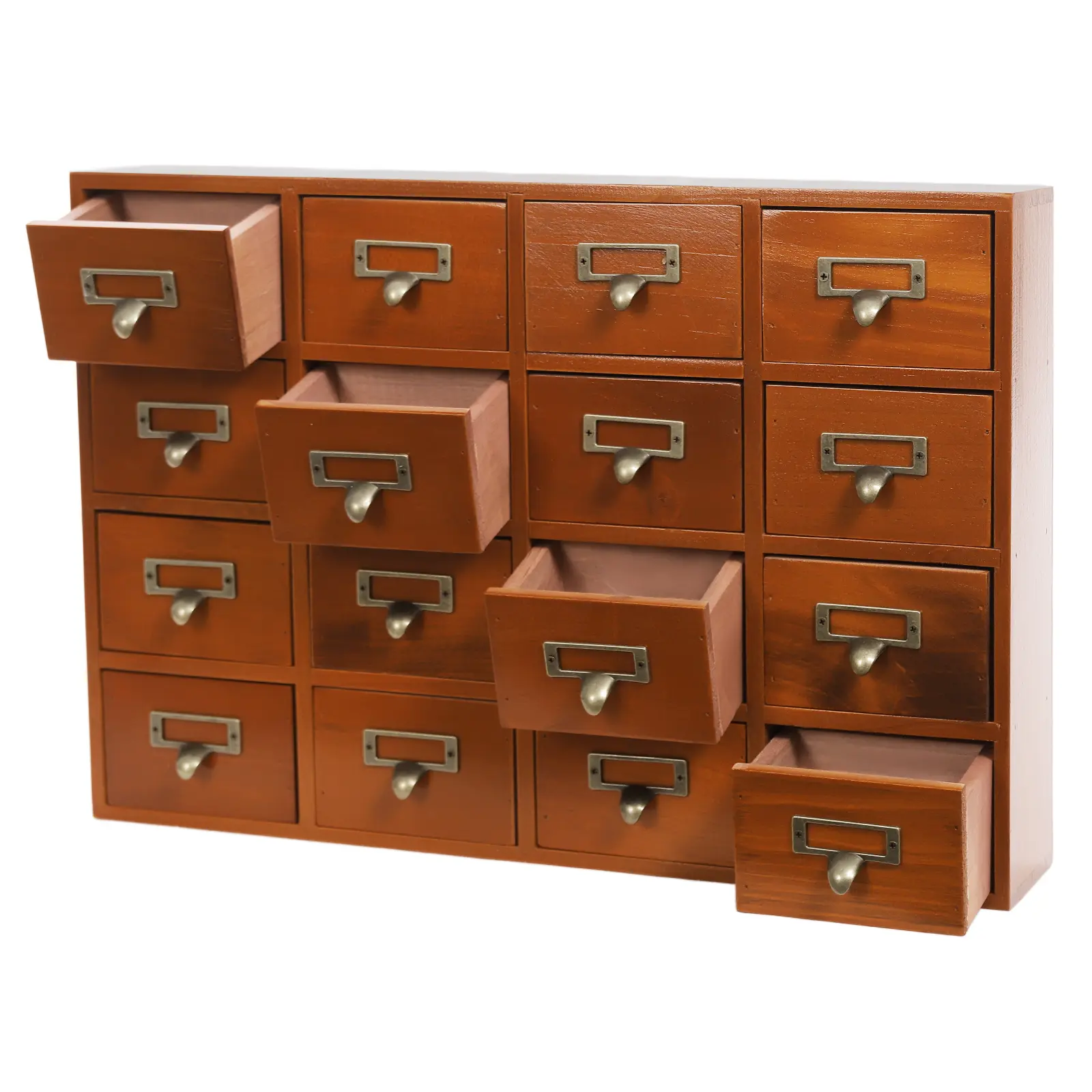Brown Wooden 64 Drawer Organizer Cabinet Vintage Retro Tabletop Storage Unit for Jewelry Art Supplies Office Small Parts
