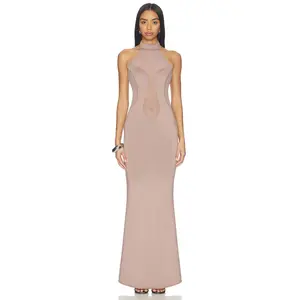 OW Collection Selia Maxi Dress in Ash Brown