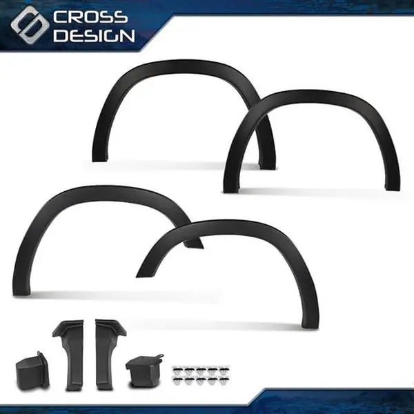 CROSSDESIGN Matte Factory-Style Plastic Fender Flares Kit with Mud Guard, Vehicle-Specific Automotive Truck Exterior Accessories for 2019-2024 Dodge Ram 1500